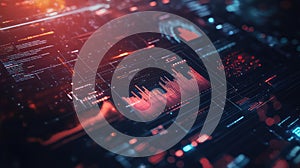 Analyzing big data on futuristic digital dashboard interface