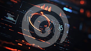 Analyzing business data on a futuristic hud dashboard display