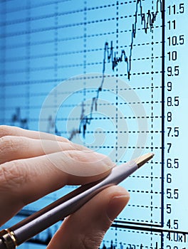 Analyzing chart on monitor photo