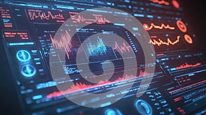 Analyzing complex data on futuristic digital interface screen