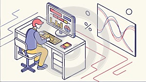 Analyzing complex data and statistics for business insights, vector design Generative AI