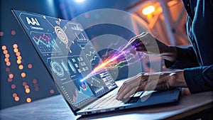 Analyzing data with advanced technology on a laptop screen