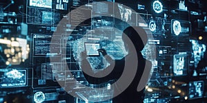 analyzing Data with digital interface and modern technology Theme concept