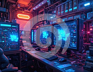 Analyzing Data on Multiple Computer Screens in a High-tech Environment