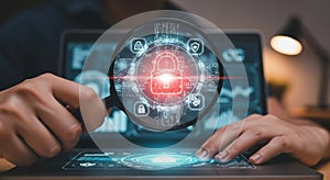 Analyzing digital data through technology and innovation with futuristic interface