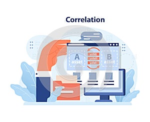 Analyzing diversification with correlation. Flat vector illustration.
