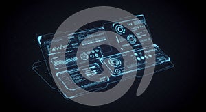 Analyzing Futuristic Interface with Glowing Display Panels