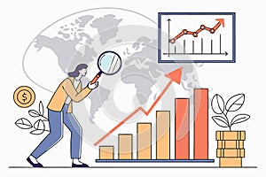 Analyzing global market trends with data visualization and growth metrics