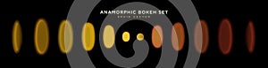 Anamorphic lens oval bokeh isolated vector template set