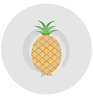 Ananas, fruit Isolated Color Vector Icon that can be easily modified or edit.