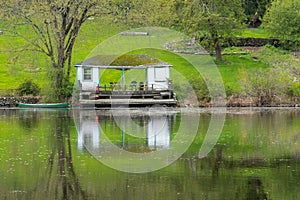Ananda Ashram Boat House Reflected in Pond