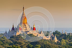 The Ananda Temple, located in Bagan, Myanmar. Is a Buddhist temple built of King Kyanzittha the Pagan Dynasty