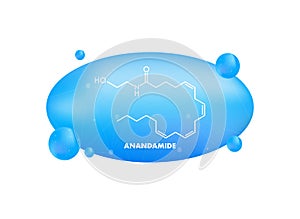 Anandamide concept chemical formula icon label, text font vector illustration