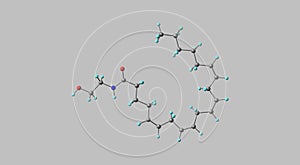 Anandamide molecular structure isolated on grey