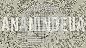 Ananindeua map city poster, horizontal background vector map with opacity title. Municipality area street map. Widescreen skyline photo