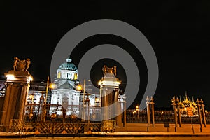 The Ananta Samakhom Throne Hall in Thai Royal Dusit Palace in the night time, Bangkok, Thailand