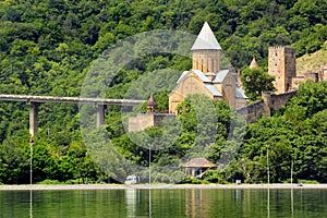 Ananuri medieval castle complex with church on Aragvi river, Geo photo