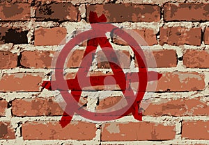 Anarchy sign on brick wall texture, photo