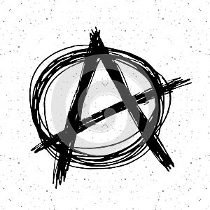 Anarchy sign hand drawn sketch. Textured grunge punk symbol. vector illustration.