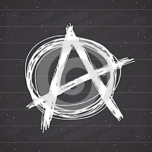 Anarchy sign hand drawn sketch. Textured grunge punk symbol. vector illustration on chalkboard background.