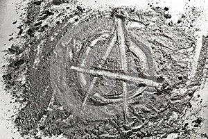 Anarchy sign made of ash