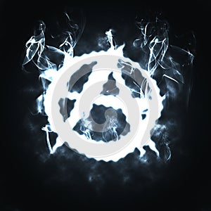 Anarchy sign in the smoke