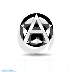 Anarchy sign. Vector image, white background. Anarchist star photo