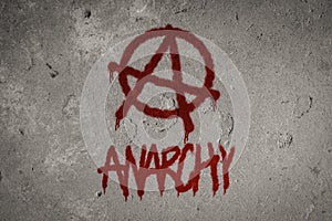 Anarchy symbol spray painted on the wall photo