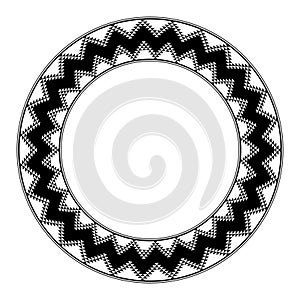 Anasazi pattern, circle frame, based on the artful repetition of triangles