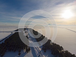 Anatolian train line, drone aerial view / Kars