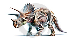 Anatomical illustration of Triceratops on white background. Generative Ai