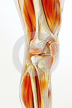 Anatomical leg, white isolated background