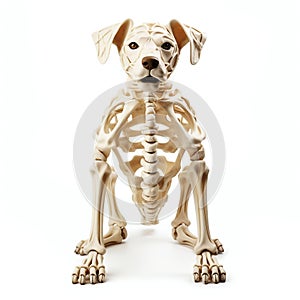 Anatomical Model of a Dog Skeleton Isolated on White Background. Generative ai