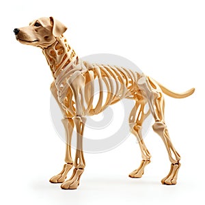 Anatomical Model of a Dog Skeleton Isolated on White Background. Generative ai