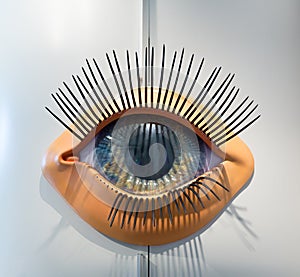 Anatomical model of eye, eyebrows and eyelashes