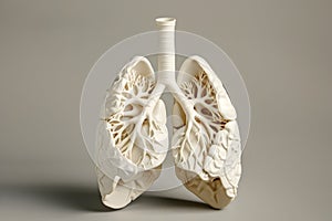 Anatomical model of human lungs made of plastic