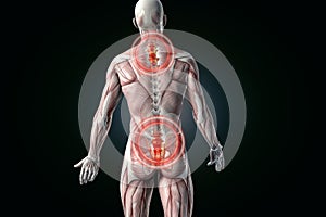 Anatomical vision back pain. Lower back pain.