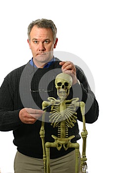 Anatomy Professor with skeleton