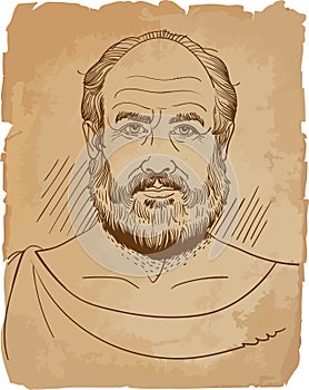 Anaximander line art portrait, vector