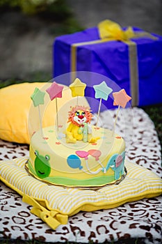 Anazing cake for baby`s Birthday. photo