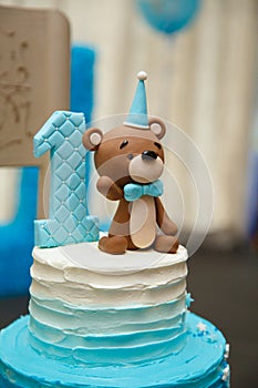 Anazing cake for boy`s first Birthday.