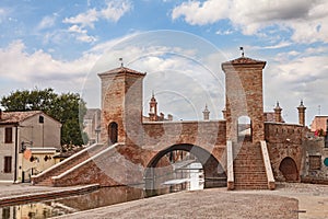 Ancent bridge in Comacchio, Italy