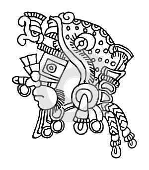 Ancent Mexican tattoo. Set of Aztec labels and elements. Vector set illustration template tattoo.