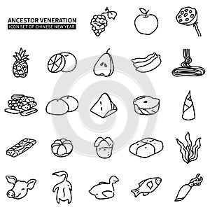 Ancestor veneration icon set of chinese new year photo