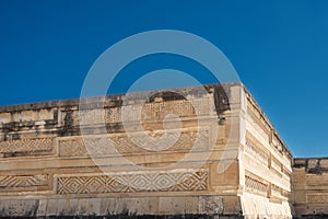 Ancestral architecture of the pre-Columbian city of Mitla in the state of Oaxaca.