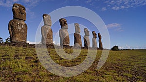 Ancestral statue (Moai) on Easter Island, Rapa Nui, South Pacific, Chile