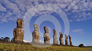 Ancestral statue (Moai) on Easter Island, Rapa Nui, South Pacific, Chile