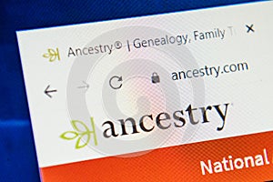 Ancestry.com Web Site. Selective focus.