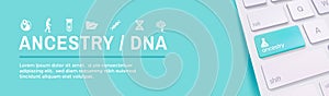 Ancestry or Genealogy Icon Set web banner w Family Tree Album, f photo