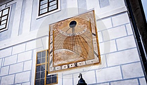 Anchient sun clock in Cesky Krumlov